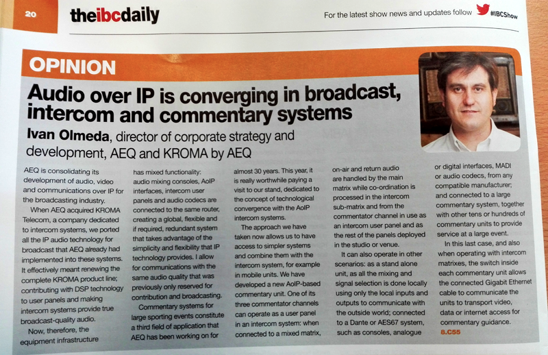 AUDIO OVER IP CONVERGENCE IN BROADCAST, INTERCOM AND COMMENTARY SYSTEMS